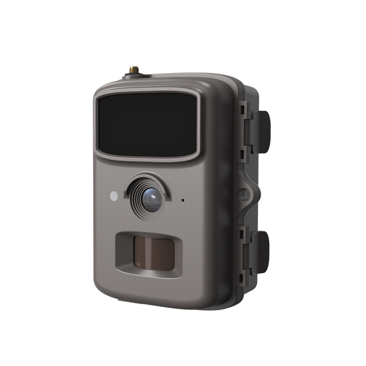 Parallens 32MP AI 4G LTE cellular trail camera with single antenna and infrared sensors.