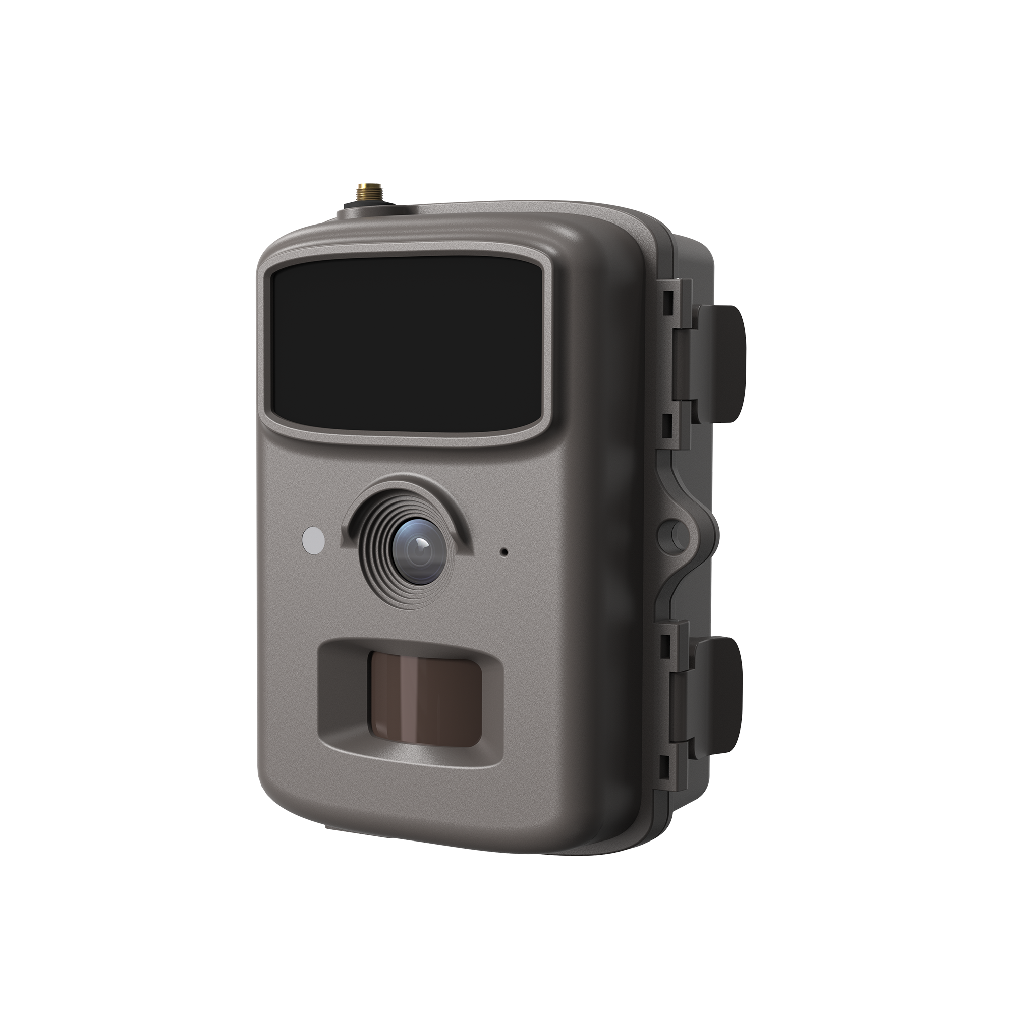 Parallens 32MP AI 4G LTE cellular trail camera with single antenna and infrared sensors.