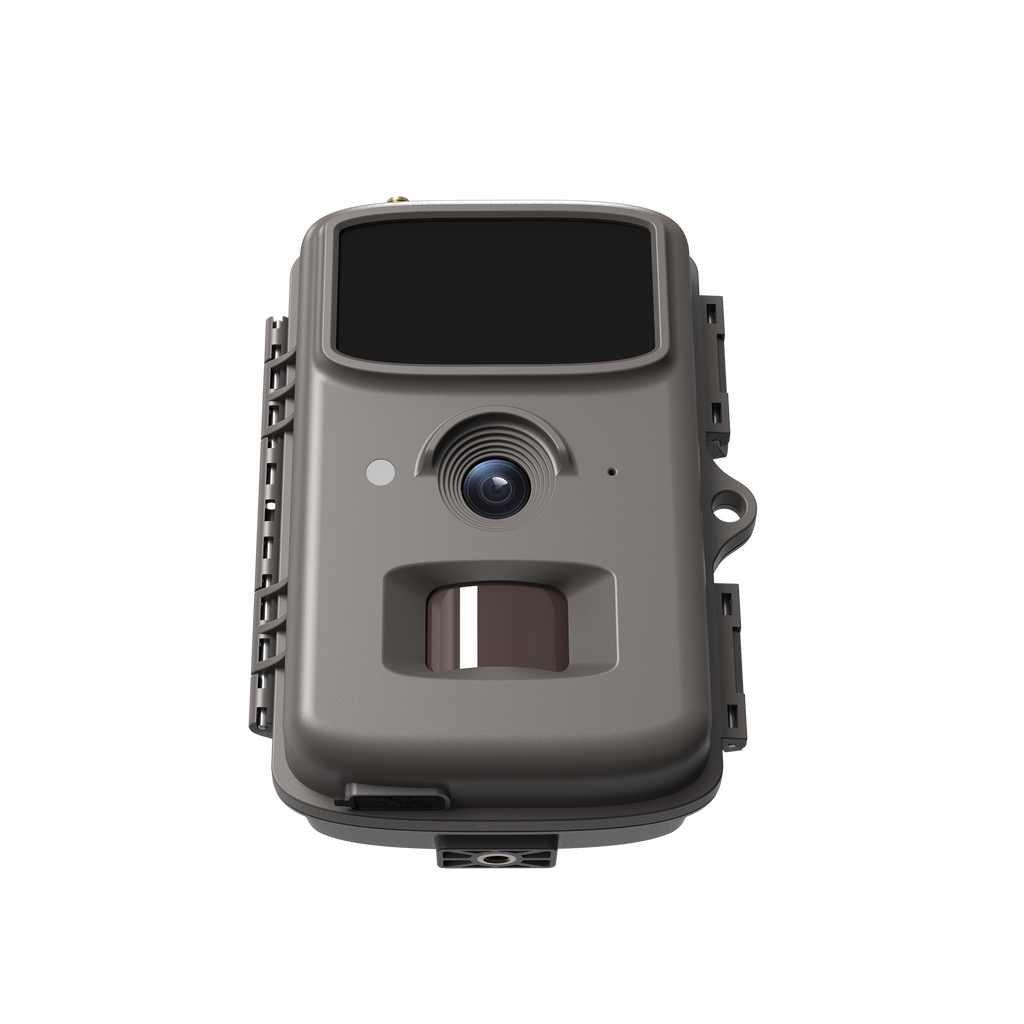 Parallens 32MP AI 4G LTE cellular trail camera with single antenna and infrared sensors.