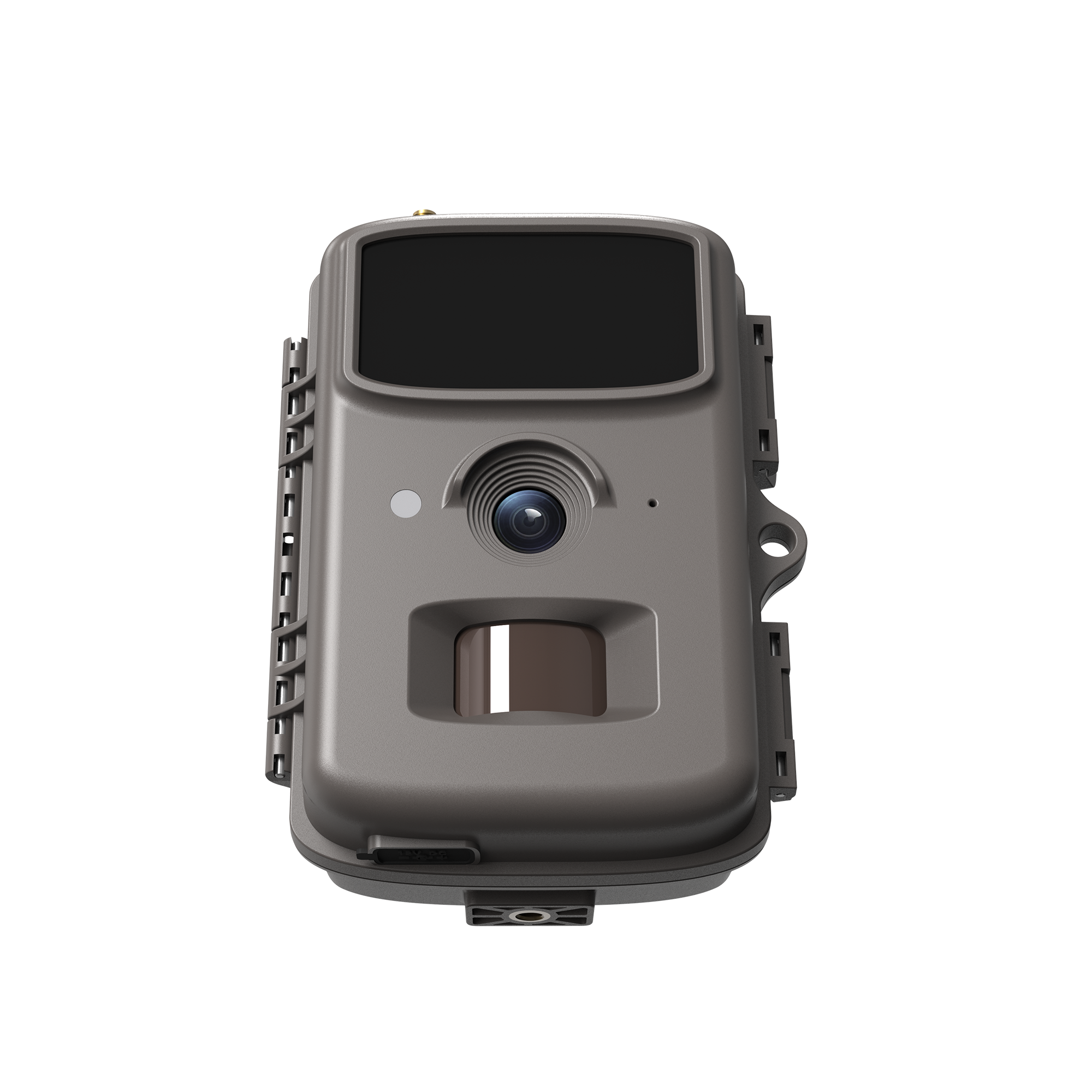 Parallens 32MP AI 4G LTE cellular trail camera with single antenna and infrared sensors.